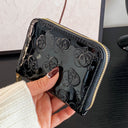 Black Embossed PU Leather Coin Purse with Multi-Card Slots
